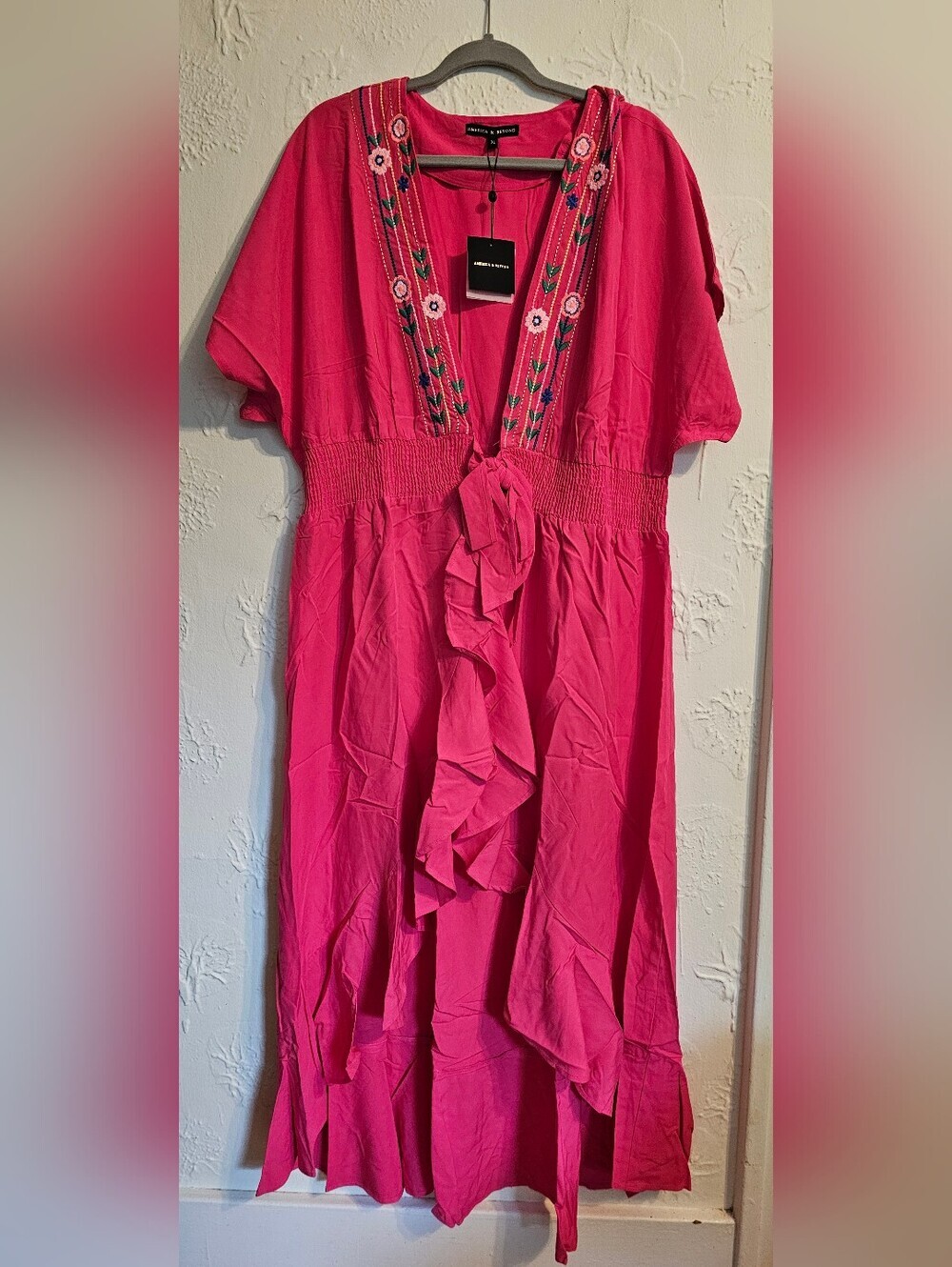 Embroidered XL Midi Dress Cover Up NWT Pink